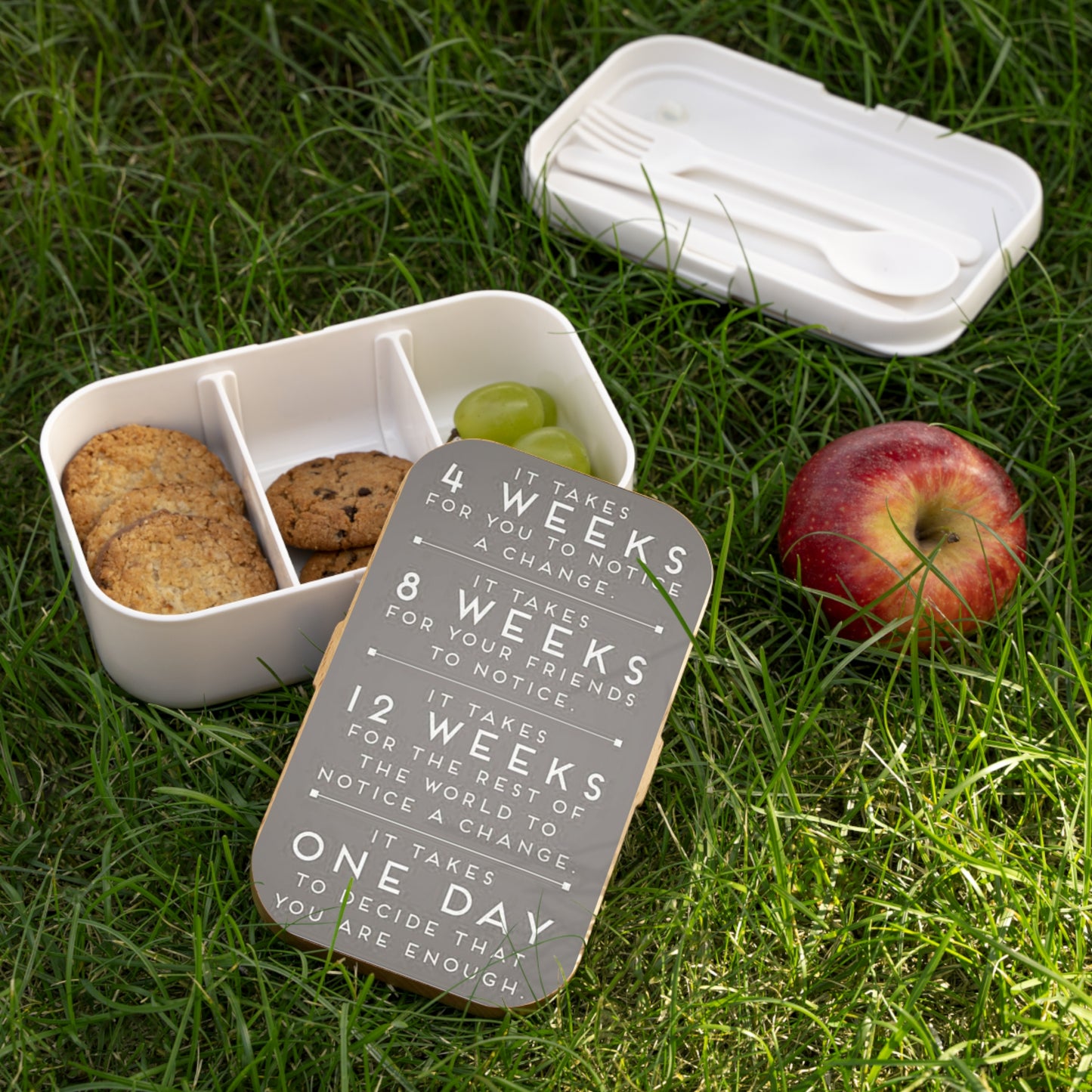 Motivational Gray Bento Lunch Box